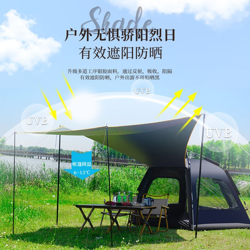 Carpa de acampamiento de gran espacio de parque al aire libre de protección solar hexagonal de vinilo totalmente protector solar automático