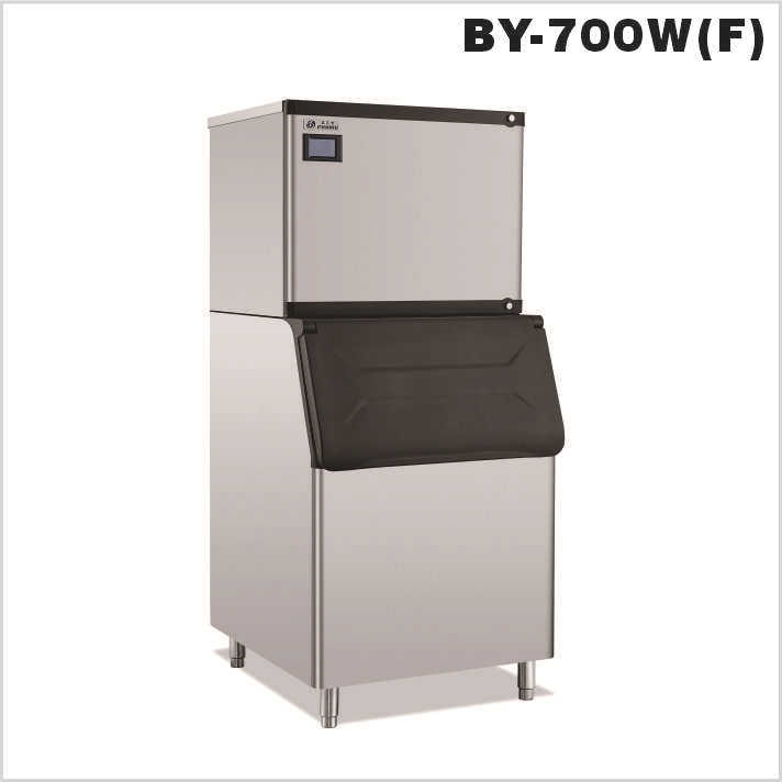 Venta directa de fábrica, máquina de hielo en cubos Jingbaiyu de 318 kg, equipo automático de fabricación de hielo de tipo dividido grande para tiendas de té con leche y bebidas.