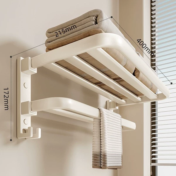 [Bifold Style] Milk White 40CM Bath Towel Rack