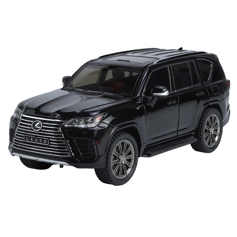 Chimei modelo de coche de aleación 1 a 24 lago LX600 vehículo todoterreno con sonido y luz tire hacia atrás modelo de música de coche de juguete decoración