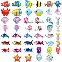 儿童卡通海洋动物气球海洋主题派对装饰场景布置用品铝膜气球批发