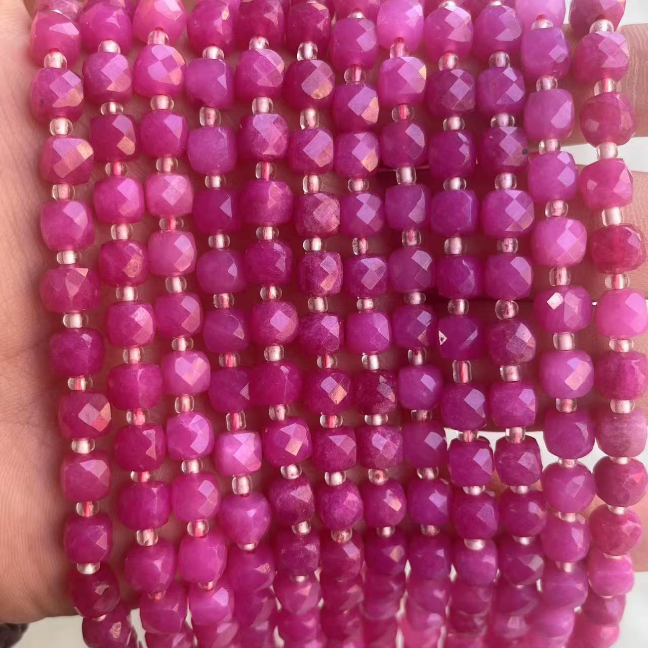 Faceted Embellishment A String Diameter 8mm Natural Stone Geometric Square Faceted Jewelry Accessories Beads