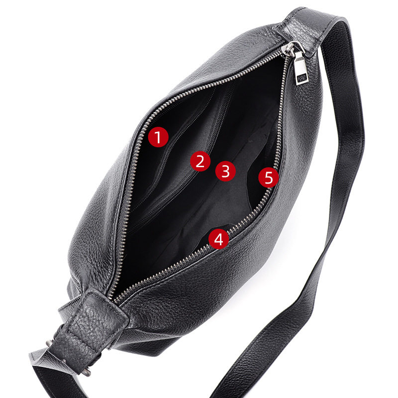 Túi đeo chéo nam da bò mềm dung tích lớn 29×11×17 cm — Màu đen