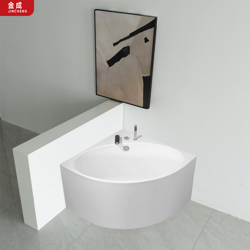 Jincheng 80cm Small Size White Corner Bathtub Suitable for Small Apartments, Space-Saving, Suitable for Home Bathrooms