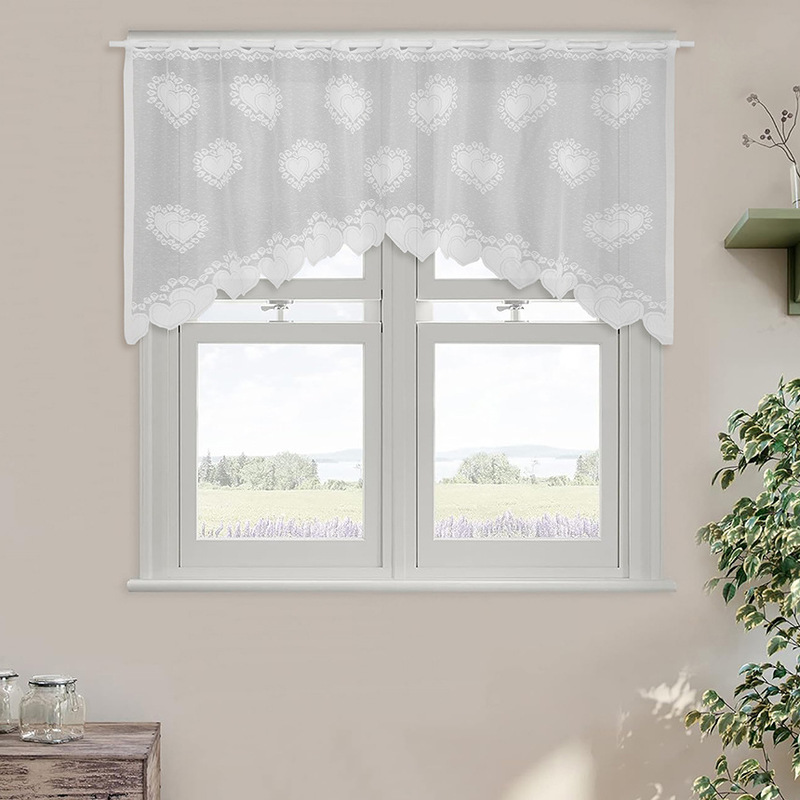 Wedding White Love Heart Shaped Gauze Curtain Homestay Cyber Celebrity Lace Coffee Curtain Translucent Partition Curtain Decorative Romantic Wedding White Love Heart Shaped Gauze Curtain Homestay Cyber Celebrity Lace Coffee Curtain Translucent Partition Curtain Decorative Romantic