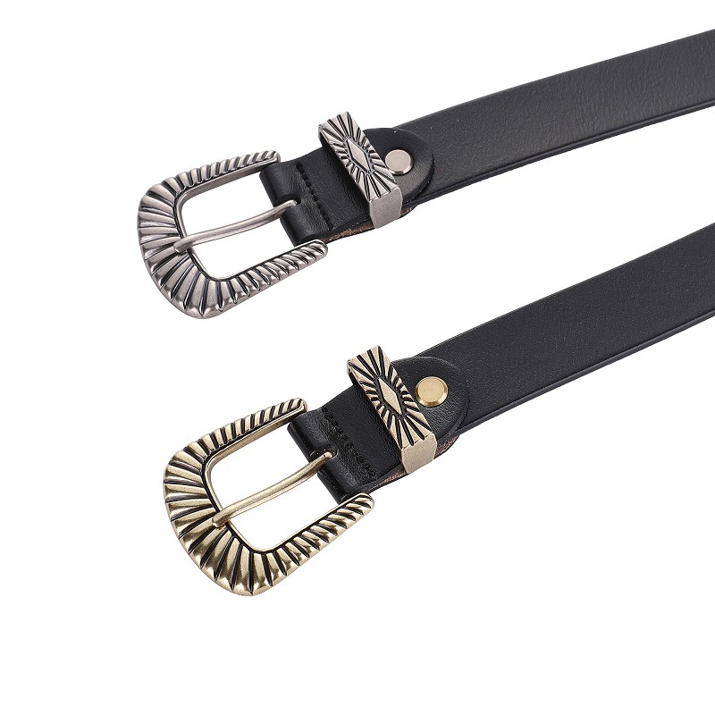 New European And American Leather Belt, Women's Retro Versatile Decoration, Two-layer Cow Belt, Women's Needle Buckle Casual Jeans Belt_voghion.com
