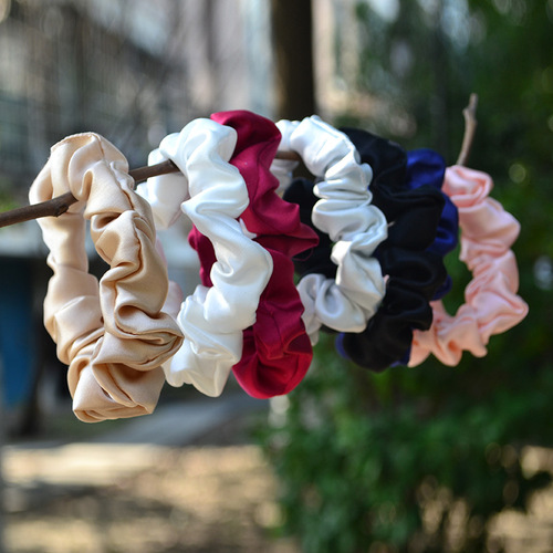 19 Mumi silk hair ties cross-border new product head flower mulberry silk hair tie headband large intestine ring manufacturer wholesale
