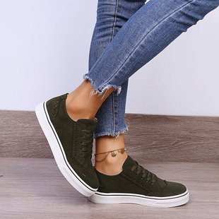 2024 spring and summer new canvas shoes women's European and American fashion trend single shoes foreign trade cross-border large size comfortable women's shoes