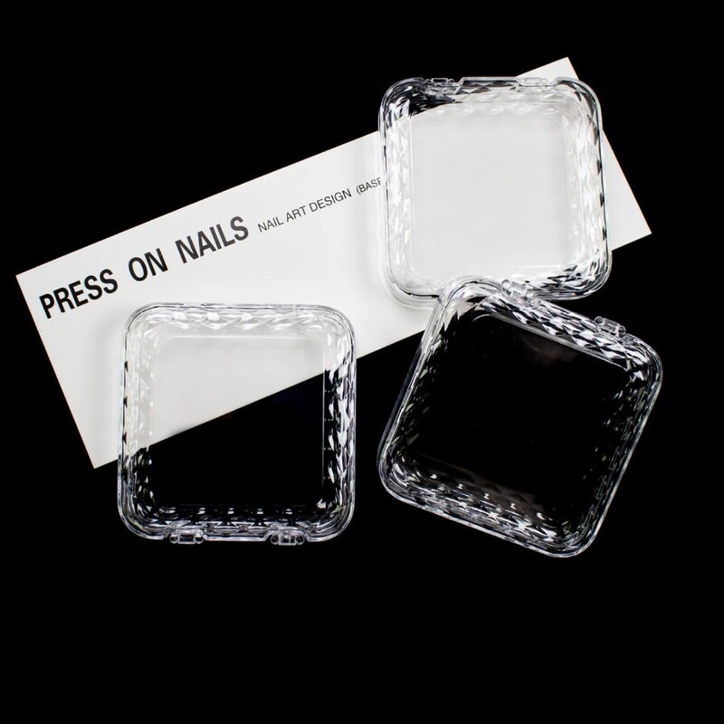 Diamond Pattern Nail Art Box Wearable Nail Storage Box Acrylic Plastic Dust-Proof Nail Art Piece Packaging Collection Dust-Proof Design