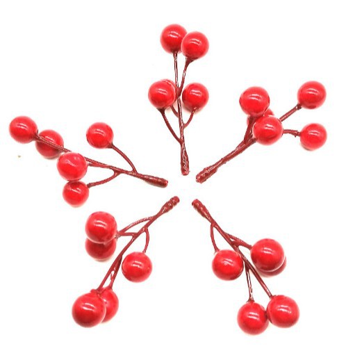 Decoraciones de Navidad de frutas rojas 7 esquejes de bayas de frutas rojas nueva decoración de árboles de Navidad accesorios de fotos al por mayor