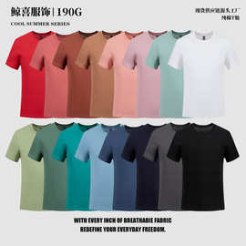2025夏季爆款冰丝棉氨棉冰凉透气高弹力显瘦短袖男t恤百搭打底衫