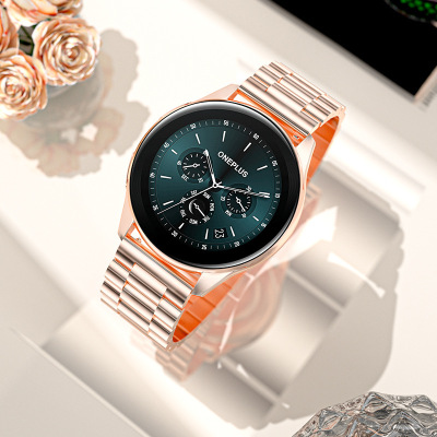 适用一加ONE PLUS三珠表带 Watch智能手表金属精钢一加三珠表带|ms
