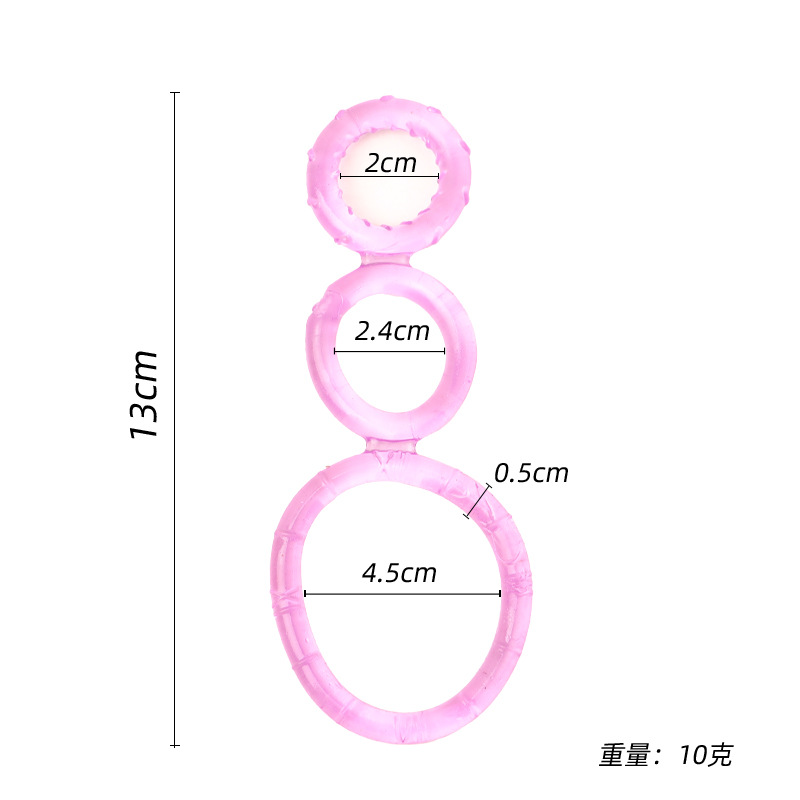 TPE Triple Cock Ring, Threaded Non-Vibrating Male Exercise Ring, Random Color — detail image 5