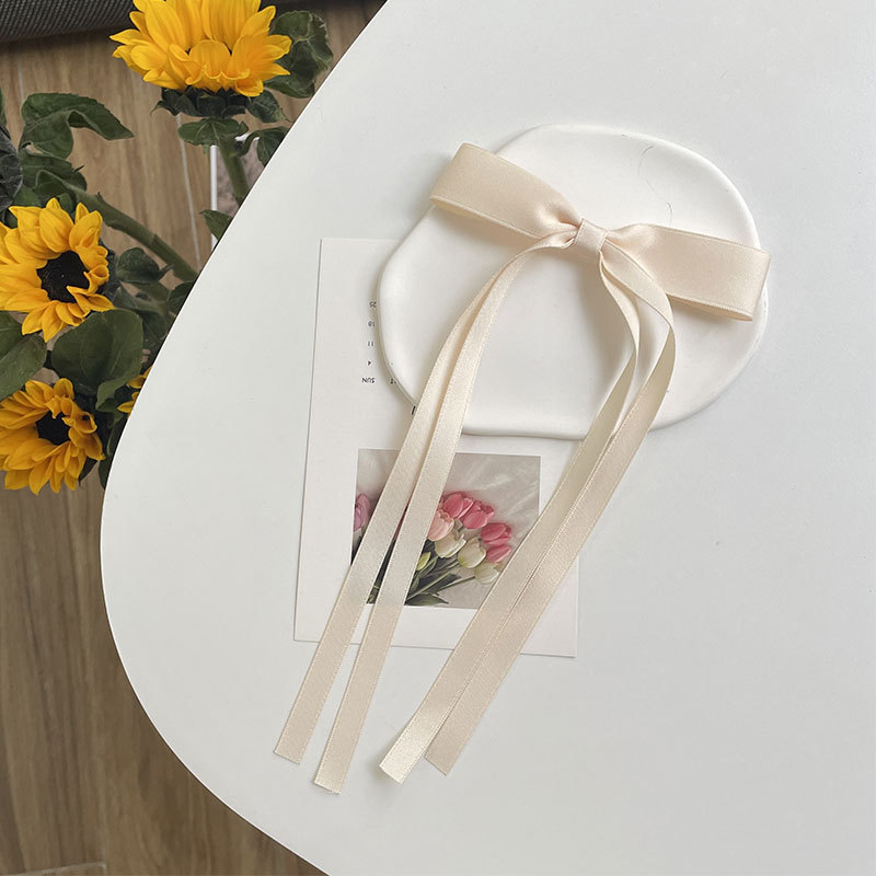 Casual and Versatile Internet Celebrity Hair Accessories Japanese and Korean Ribbon Hair Bow Hairpin Women's Double-Layer Polyester-Cotton Streamer Duckbill Clip