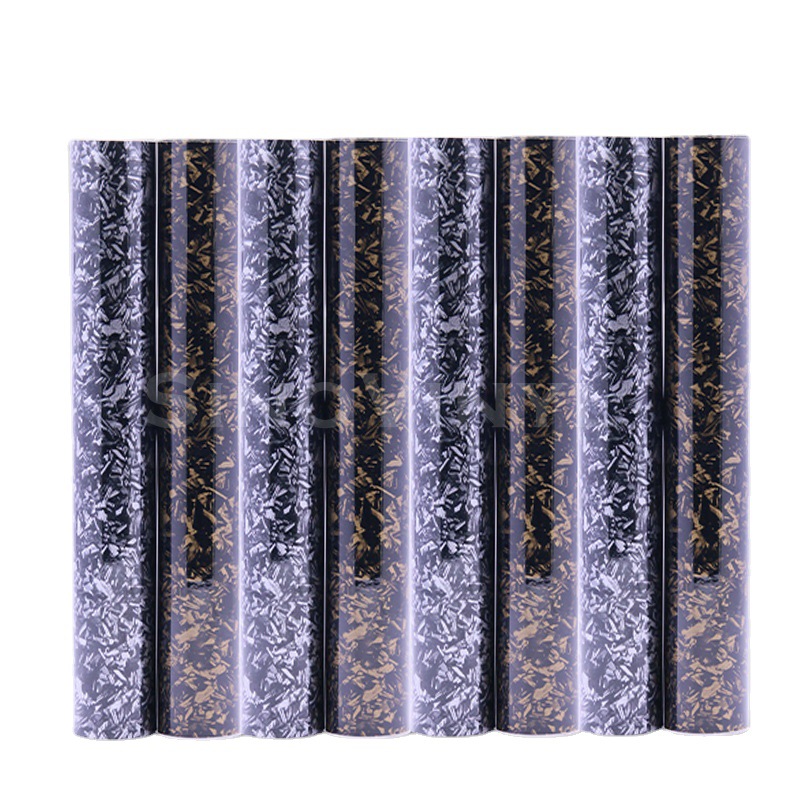 Carlake brillante cuerpo de fibra de carbono forjado color cambiante película oro y plata negro coche control central interior pegatina película decorativa