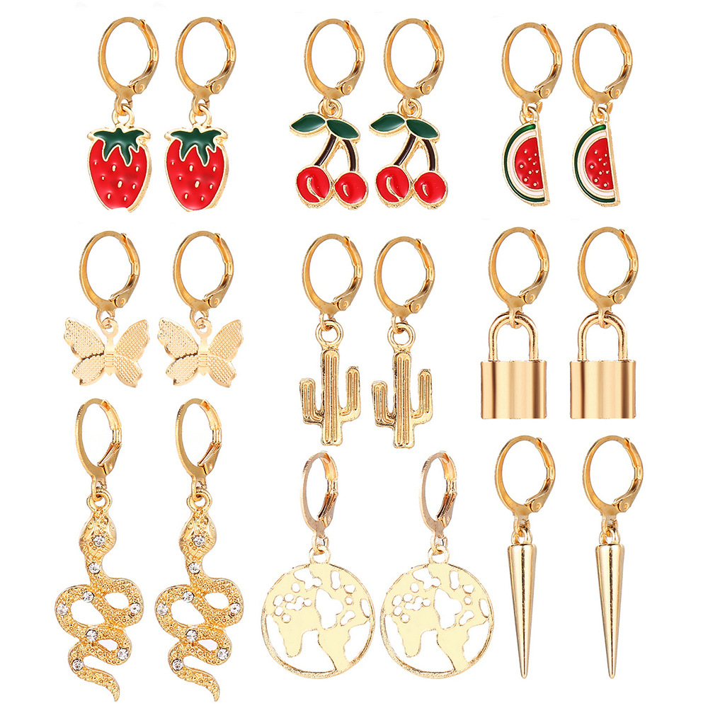 Fashion Fruit Snake Multi-element Earrings Set display picture 2