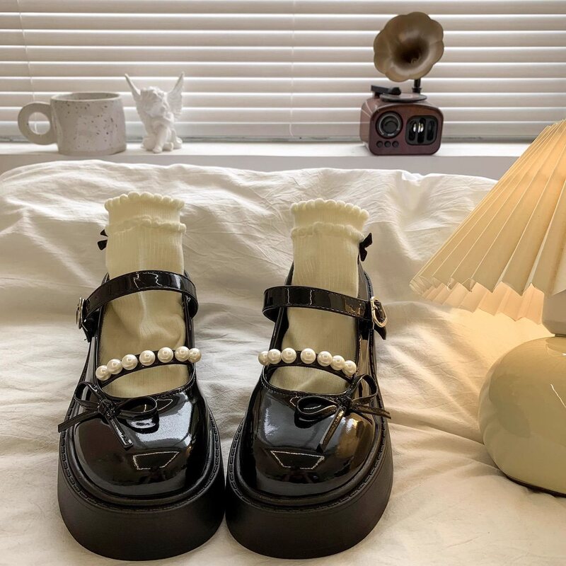 White French-Style High-Heeled Mary Jane Shoes for Women, 2025 New Summer Retro Versatile Cute Round-Toe Leather Shoes, Others
