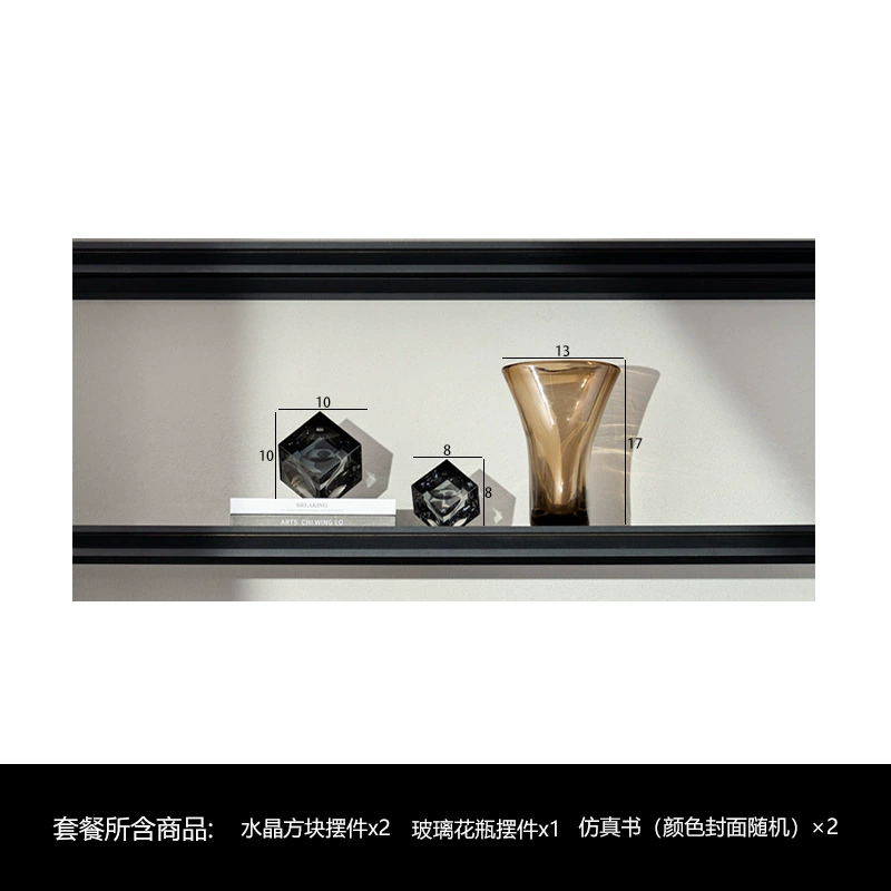 匠十三 Modern light luxury model room living room TV display large flat glass ornaments