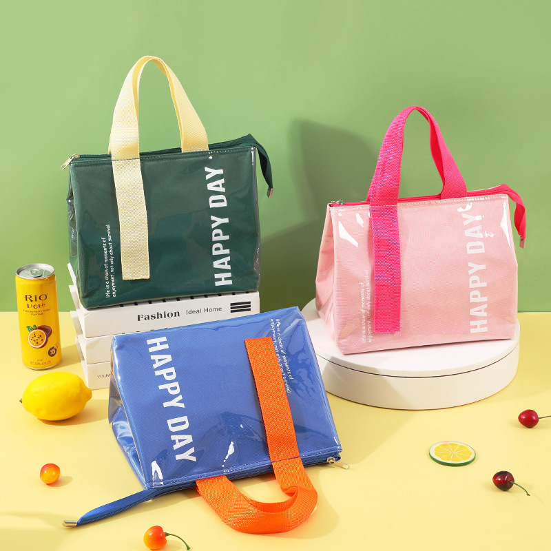 Bolsa de almuerzo portátil de PVC bolsa de almuerzo a prueba de agua bolsa de almuerzo para estudiantes de oficina bolsa de almuerzo bolsa de hielo al aire libre aislamiento térmico para llevar caja de almuerzo