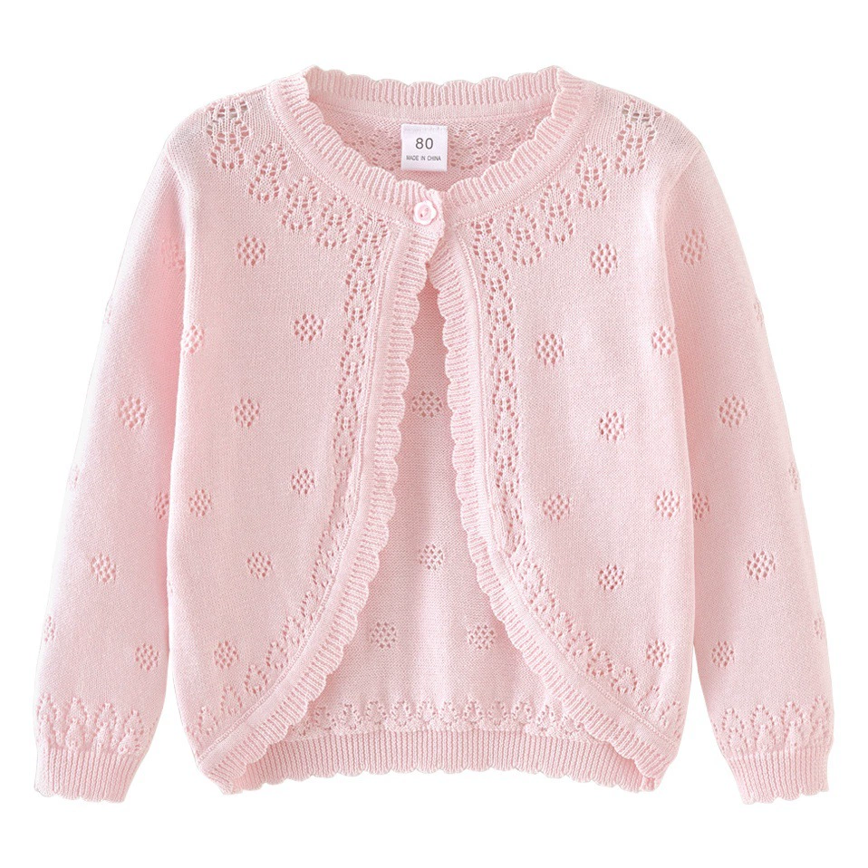 Вязаный кардиган Cross-Border для девочек, хлопковая детская шаль, Детский свитер, пальто, рубашка с кондиционером, тонкая оптовая продажа