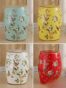 Factory Outlet American/European/New Chinese French/Dressing Stool Shoe Changing Stool/Flower and Bird Ceramic Drum Stool Porcelain Pier Embroidered Pier