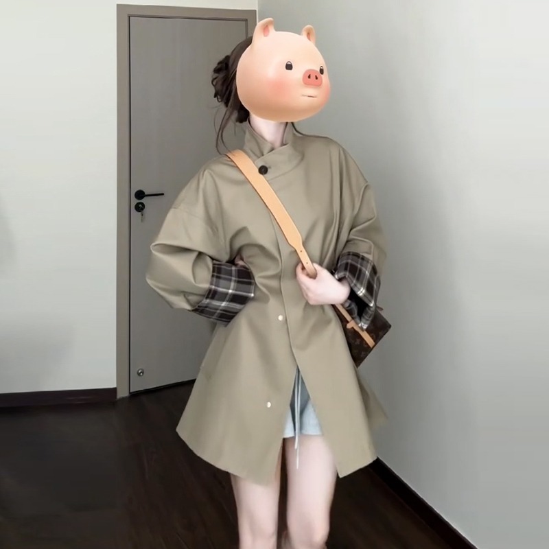 卡其色风衣外套女小个子2025新款初秋设计感超好看英伦风短款大衣|undefined
