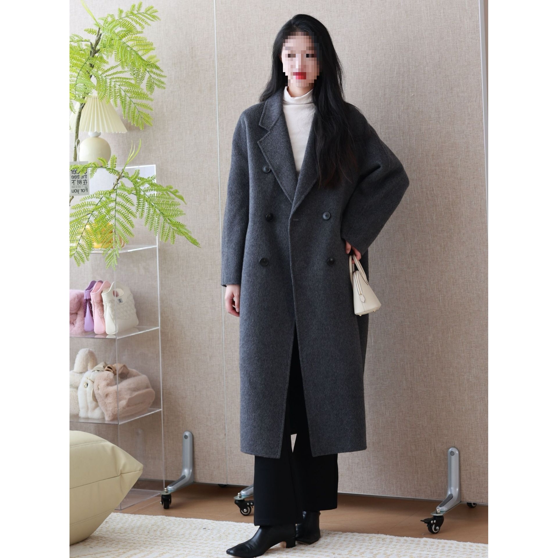 Luxury Heritage m High-Count Cashmere Yak Wool Double-Breasted Coat Classic Cocoon-Shaped Double-Sided Woolen Jacket
