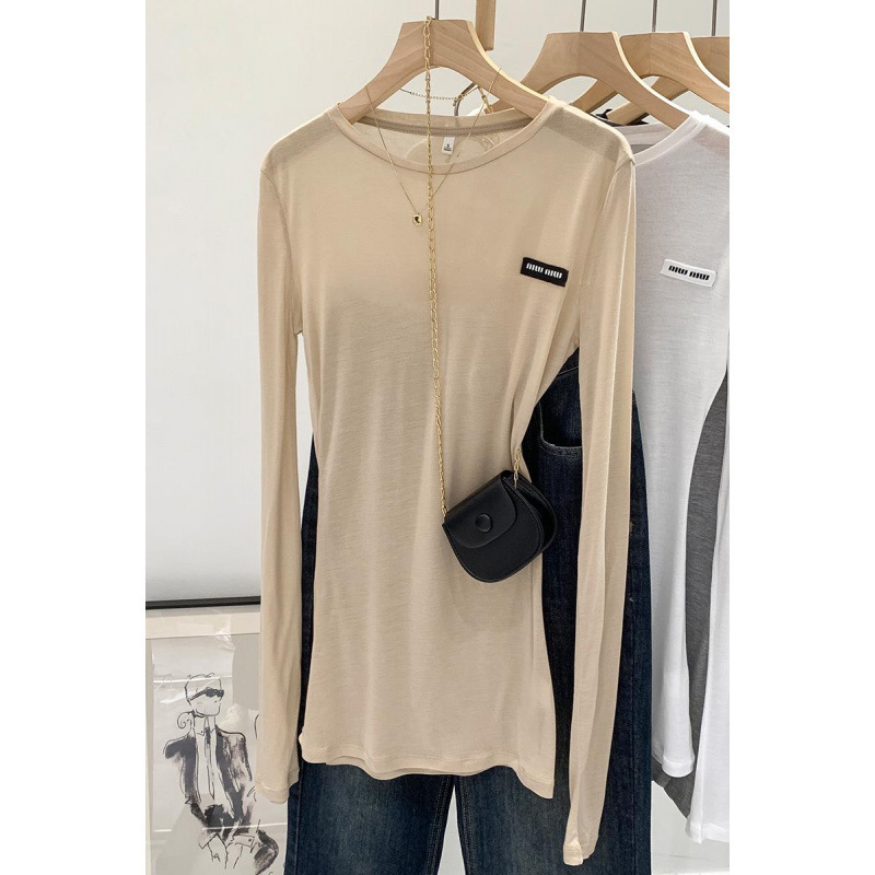 Discounted Stylish Long-Sleeve Thin Sexy Lazy Spring T-Shirt Top for Women 2026 Hot Item