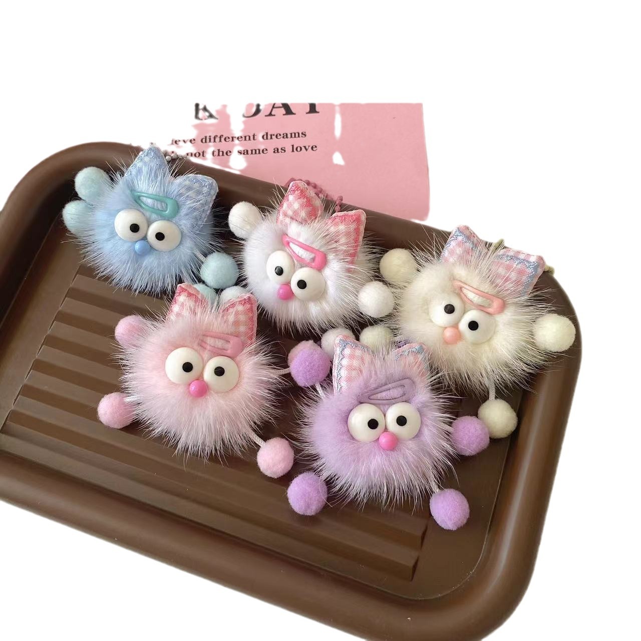 Nuevo arco de pelo de visón elfo colgante llavero adorable chica corazón muñeca de peluche bolsas colgante