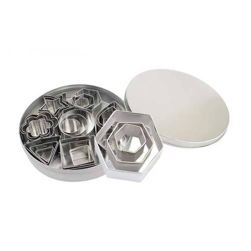 Cross-border mini cookie mold 24-piece set stainless steel geometric shape mold DIY clay tool set