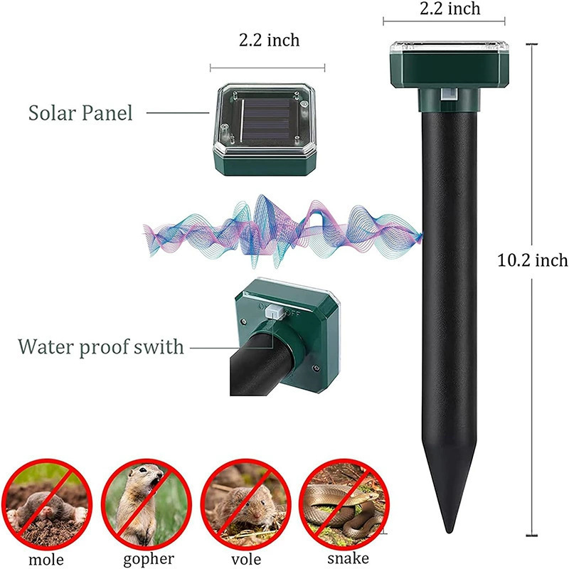 跨境户外太阳能驱鼠器庭院地插式超声波动物驱赶器太阳能驱鸟器