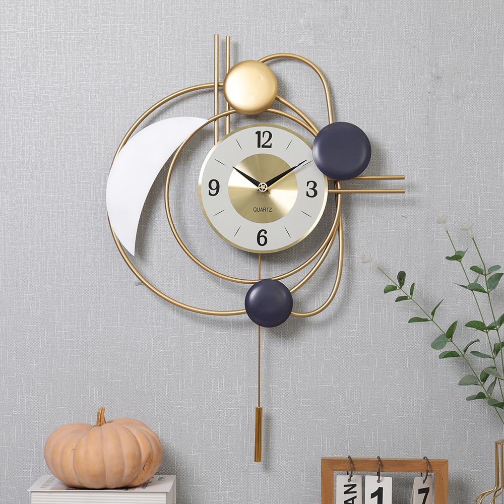 Reloj silencioso nórdico, reloj de pared oscilante, reloj de decoración de sala de estar para el hogar, lujo ligero creativo moderno, nuevo reloj de moda