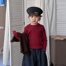 男女童加厚毛衣针织ins风百搭弹力衫童装长袖纯色坑条儿童毛衣