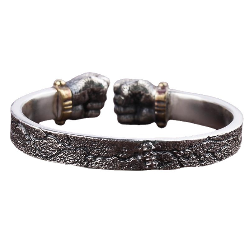 2PCS Hot selling powerful silver bracelet, men's personality, solid open fist, power fist bracelet_voghion.com