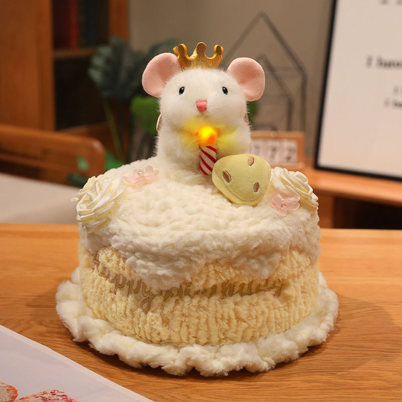Animal encantador muñeca de peluche pastel de cumpleaños muñeca de regalo creativo muñeca de peluche juguetes de peluche decoración de la sala de estar
