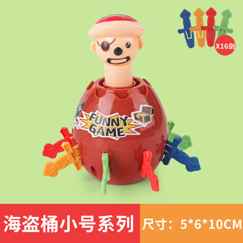 Novedad creativo pirata barril juguete de los niños interactivos parodia espinoso alcancía pirata dinosaurio cubo madera escritorio juguete