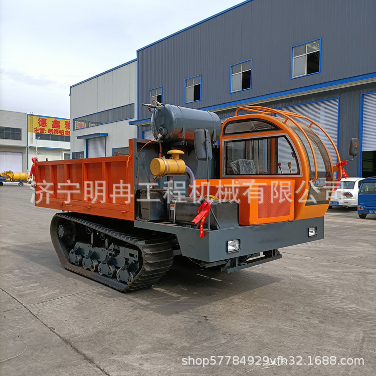 360度旋转履带式自卸车 明冉10吨运输履带车 爬坡下水两用农用车