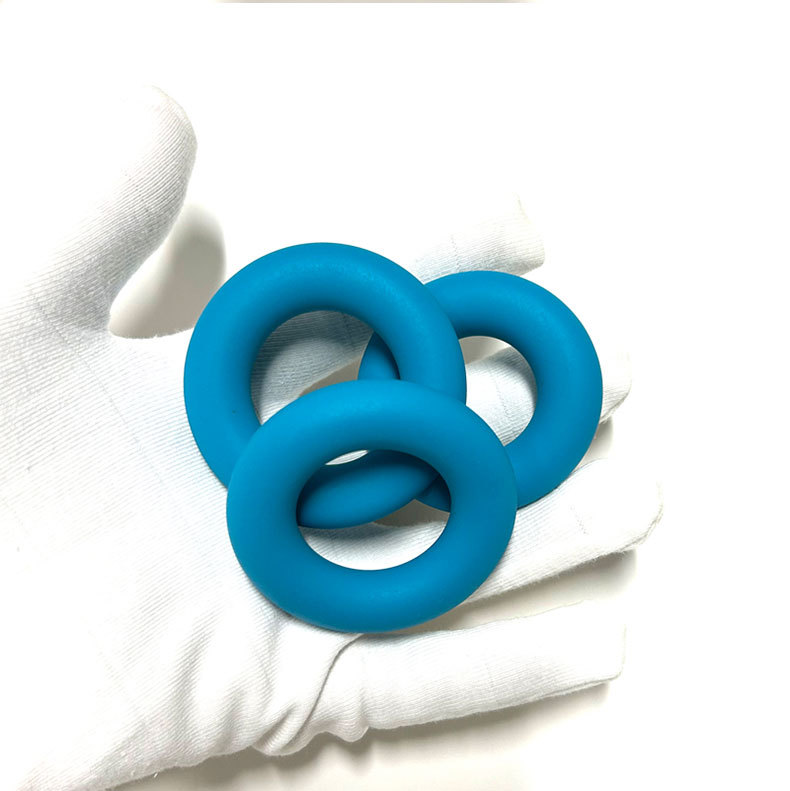 Liquid Silicone Locking Delay Ring, Manual Cock and Ball Ring, Blue Textured Design — detail image 5