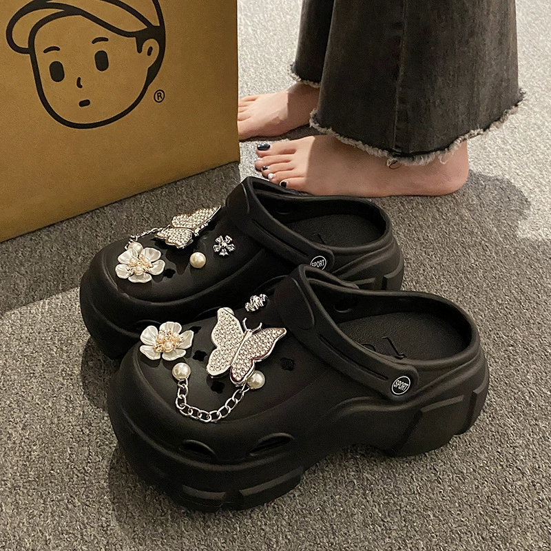 Майка, летняя обувь на платформе, высокий пляжный нескользящий слайд для отдыха, шлепанцы, интернет‑звезда, ручная работа