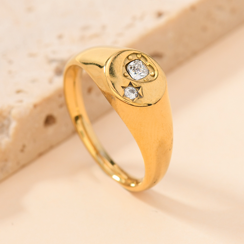 Venta caliente europea y americana joyería de acero inoxidable fundición anillo de amor redondo diamante femenino anillo de pareja de acero de titanio anillo