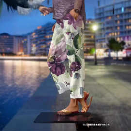 亚马逊独立站新款气质通勤3D数码印花简约休闲裤可印花型pod定 制