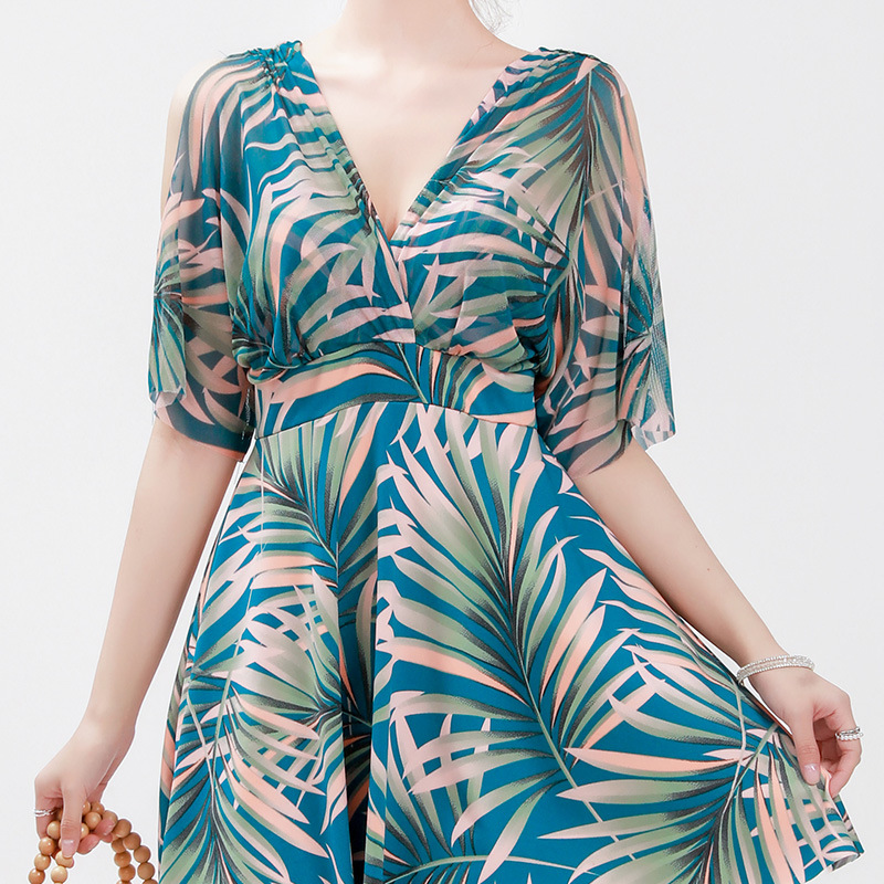 Nuevo traje de baño para mujer, falda de una pieza, impresión conservadora, soporte de acero, recolección, carne, delgado, traje de baño de vacaciones de aguas termales de alta gama