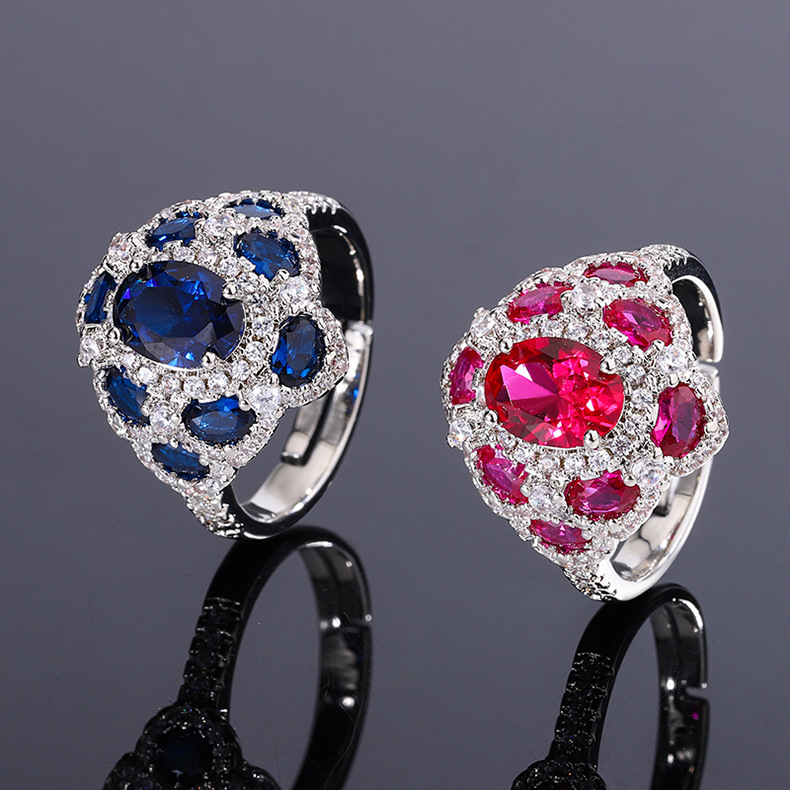 Vintage Style Color Block Artificial Crystal Irregular Women's Open Rings display picture 2