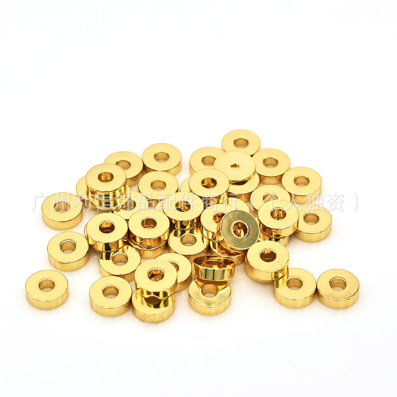 Color-Preserving 18K Gold-Plated Smooth Straight-Cut Ultra-Thin Spacer Beads for DIY Jewelry Accessories, Suitable for Star and Moon Bracelets