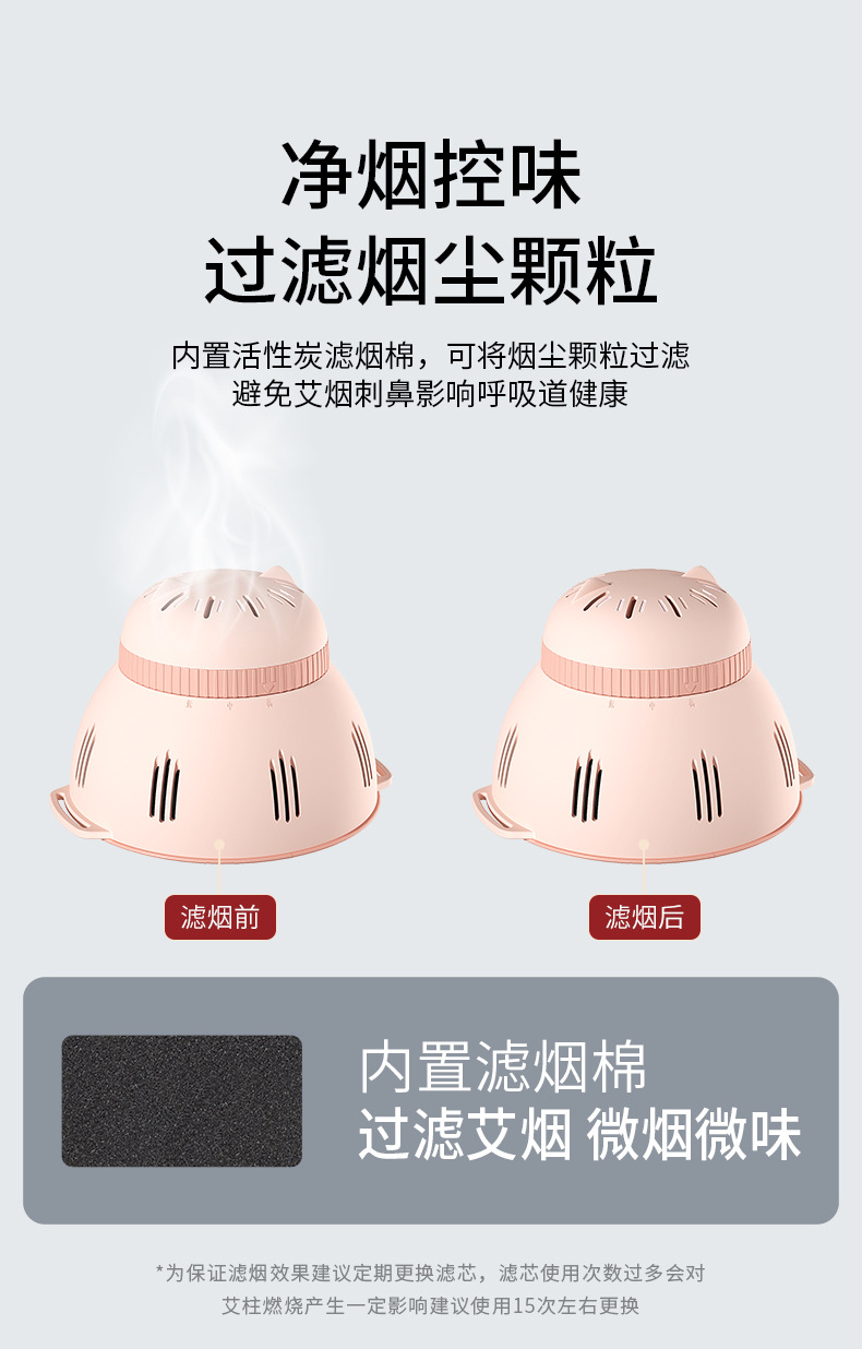 Portable Moxibustion Box for Home Warm Abdominal Heat Therapy with 24 Aged Moxa Sticks and 2 Smoke Filters in use