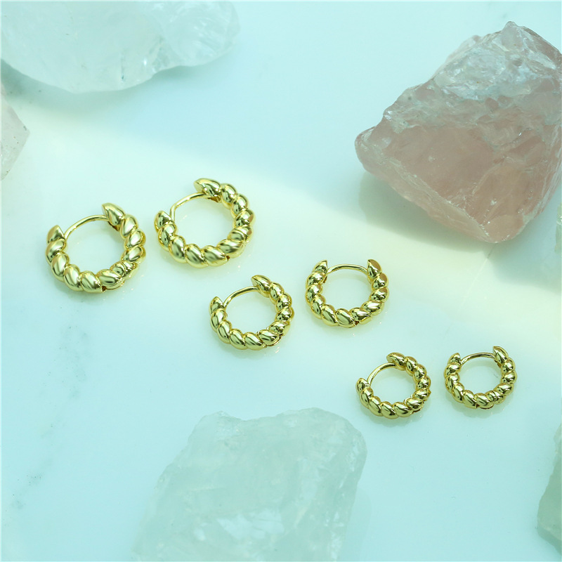 Earrings Classification 1 Pair Quantity 1 Pair Fashion Twist Plating Copper Gold Plated Earrings