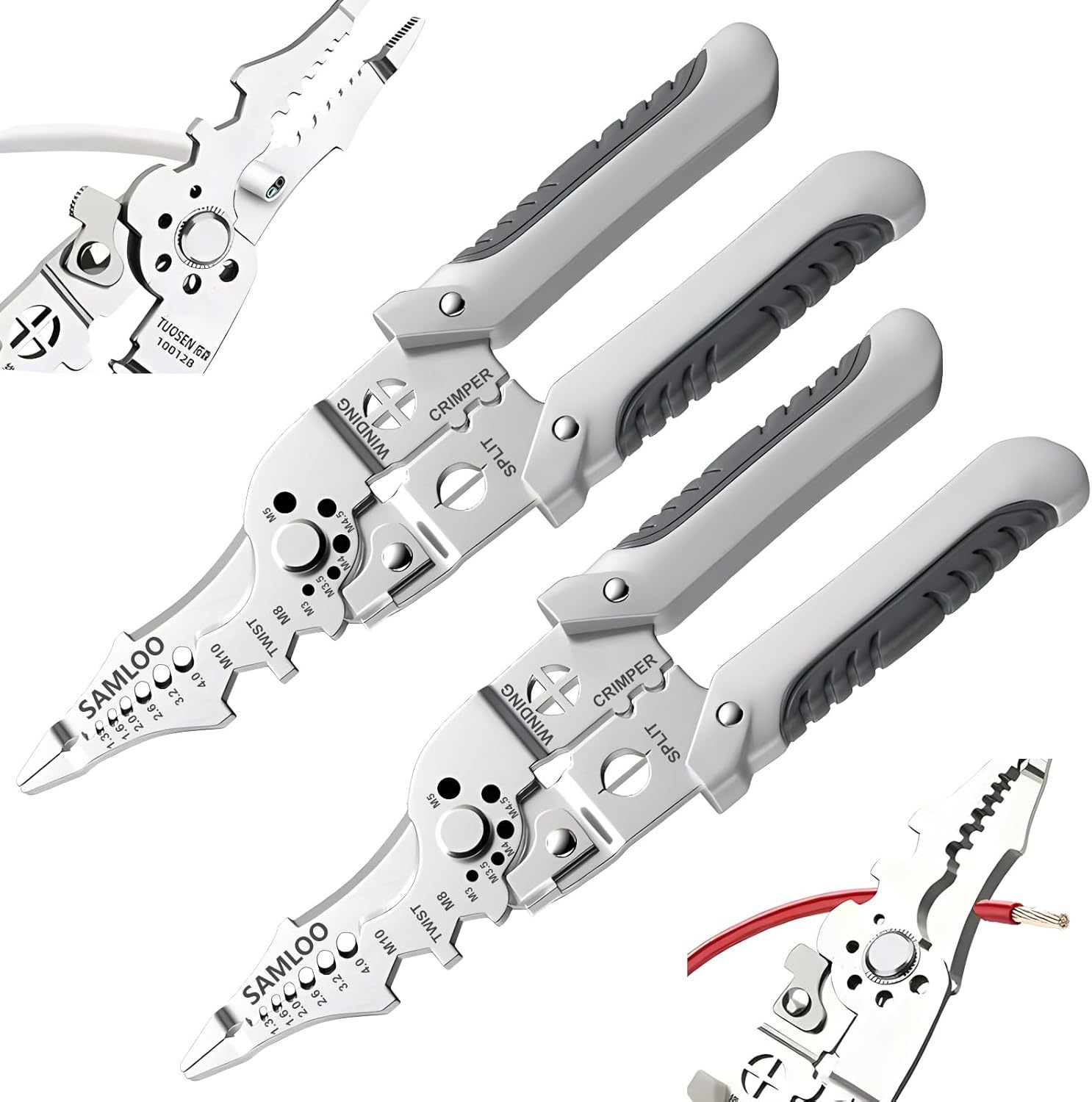 2PCS 8 Inch Wire Stripper Wire Cutters Wire Crimper Multi-Fu