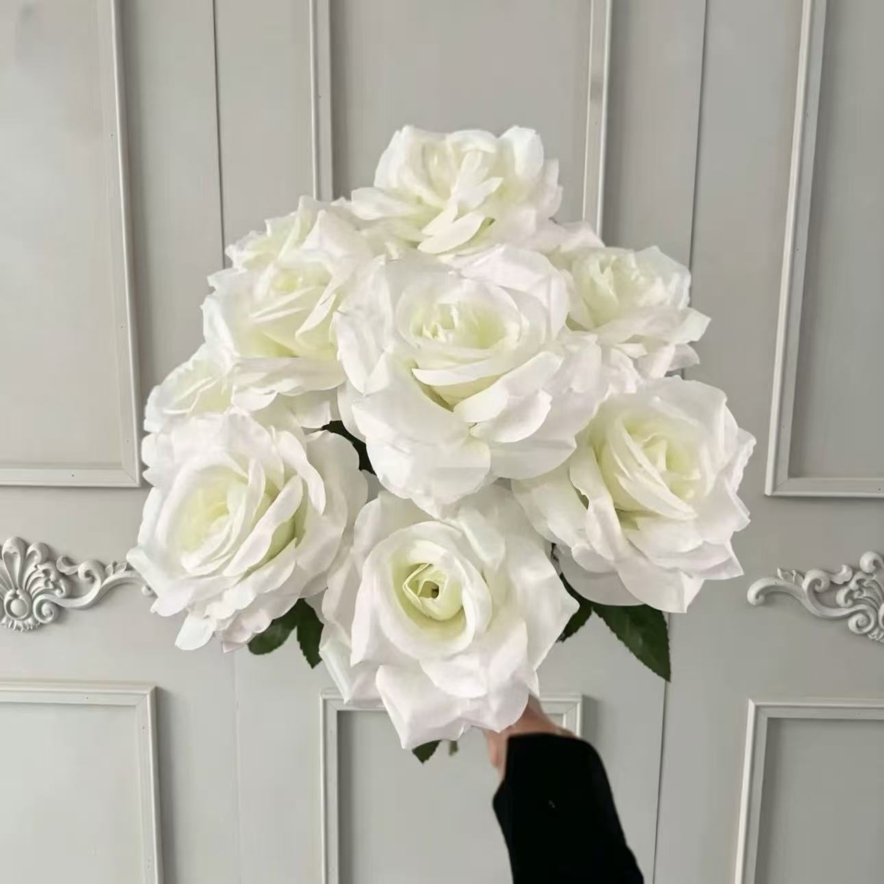 Flores artificiales blancas para decoración de escenarios, escaparates, arreglos de rosas, arte floral suave y composiciones florales.