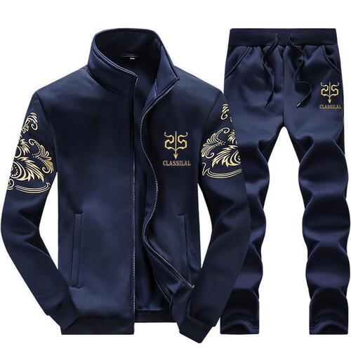 A men's spring and autumn casual pants set with a cardigan outerwear, suitable for middle-aged and young adults, styled as dad's sportswear.