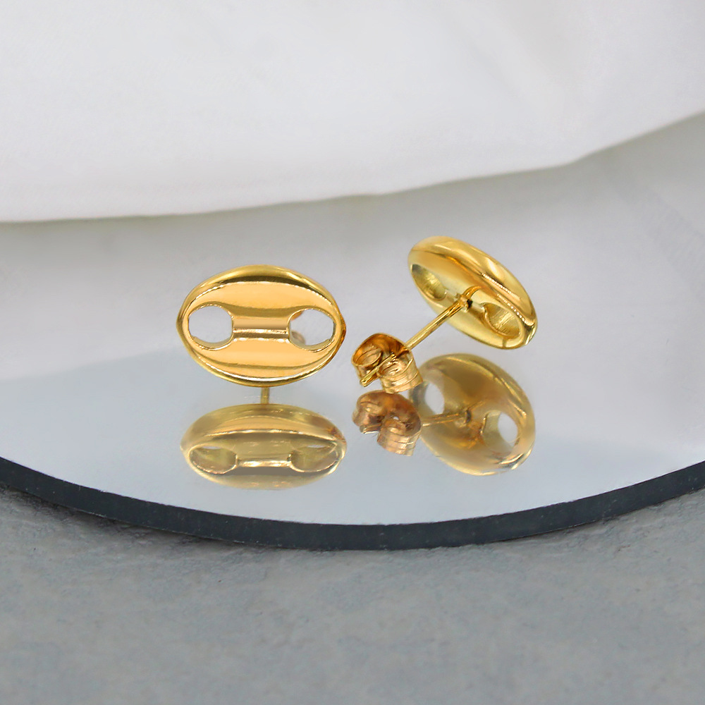 1 Pair Retro Simple Style Geometric 304 Stainless Steel 18K Gold Plated Ear Studs display picture 11